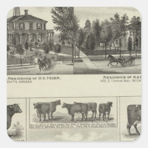 Residences and Stock Farm, Wichita, Kansas Square Sticker