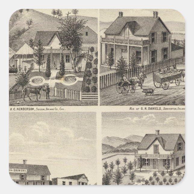 Residences, Brewery, ranch Square Sticker (Front)