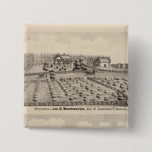 Residences & farm of Warrington 15 Cm Square Badge (Front)