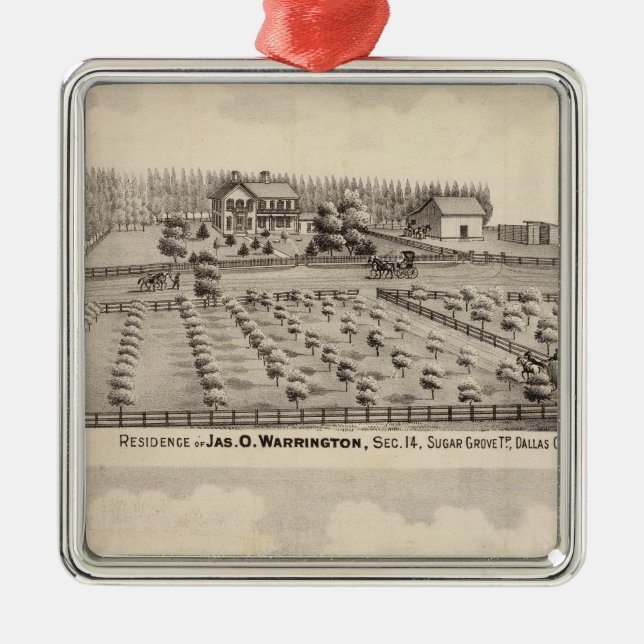 Residences & farm of Warrington Metal Tree Decoration (Front)
