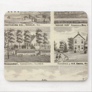 Residences, farms and factory, Vandalia, Sandoval Mouse Pad