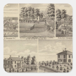 Residences, farms in Polk Square Sticker