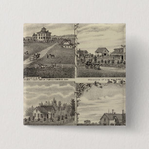 Residences, Farms, Mill in Litchfield, Minnesota 15 Cm Square Badge
