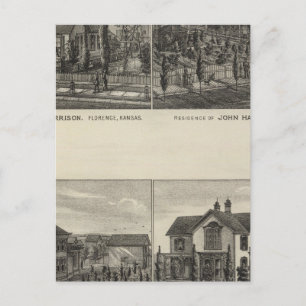 Residences, Florence, and Hillsboro, Kansas Postcard