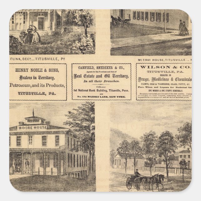 Residences, hotels, Titusville, Franklin Square Sticker (Front)