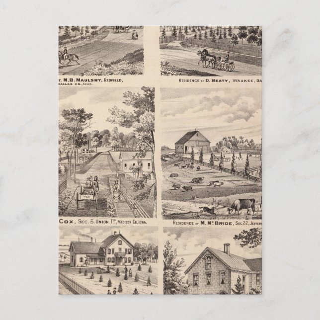 Residences in Redfield Postcard (Front)