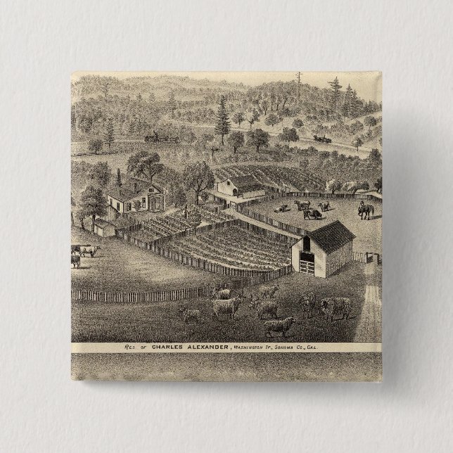 Residences of Charles Alexander 15 Cm Square Badge (Front)