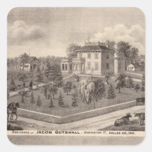 Residences of J Butshall and DM Flinn Square Sticker