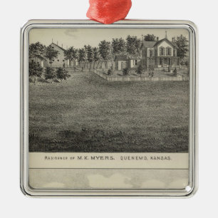 Residences, Quenemo and Lyndon Region, Kansas Metal Ornament