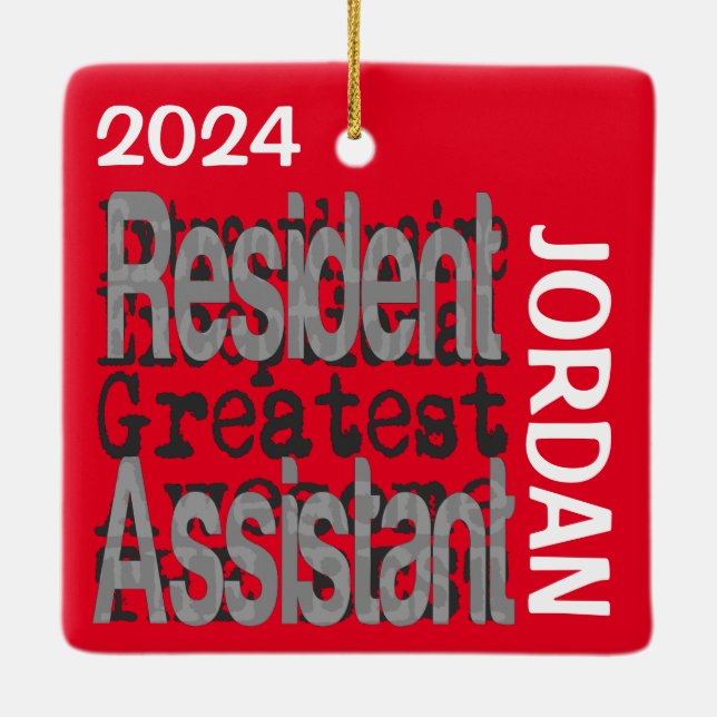 Resident Assistant Extraordinaire CUSTOM Ceramic Ornament (Back)