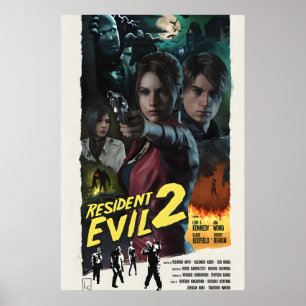 Resident Evil 2 Remake Poster  Retro Movie Art