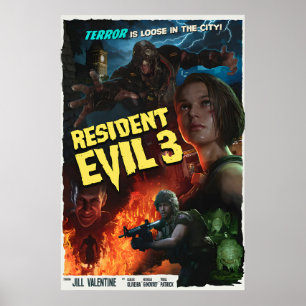 Resident Evil 3 Remake Poster Retro Movie Art