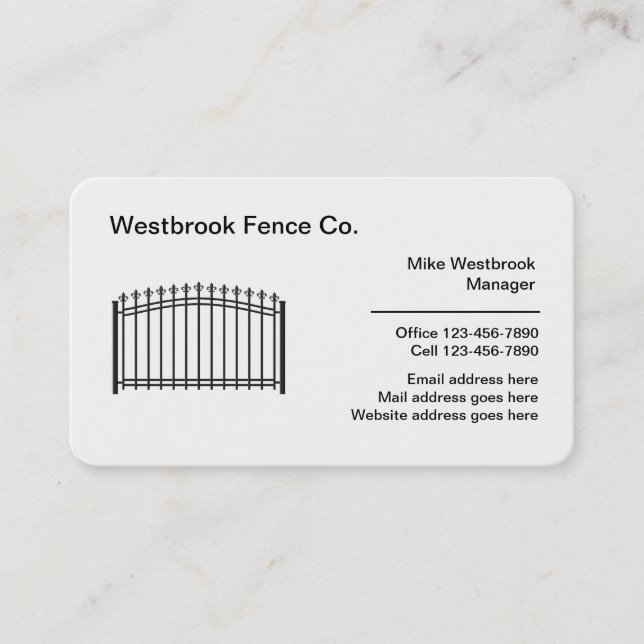 Residential And Commercial Fence Business Cards (Front)
