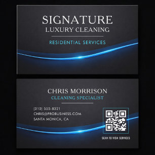 Residential Cleaning Services QR Code Professional Business Card