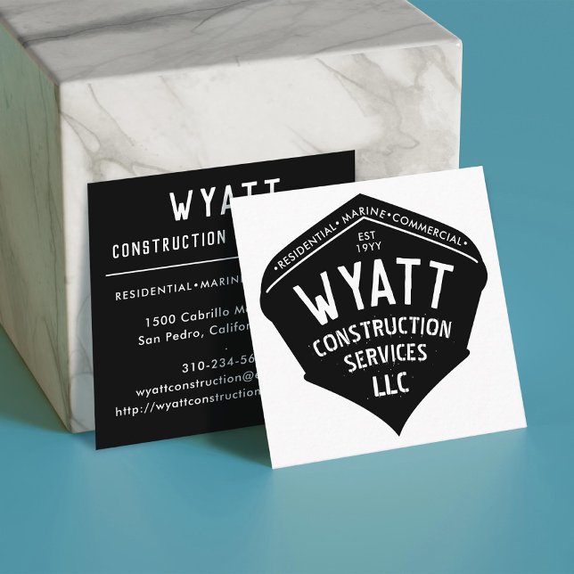 Residential Commercial Marine Contractor Boat Square Business Card (Creator Uploaded)