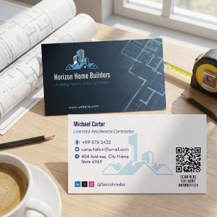Residential Construction   Darkblue Drafter Business Card