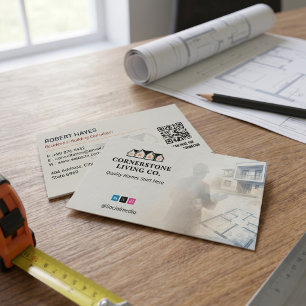 Residential Construction Grey Skecth Business Card