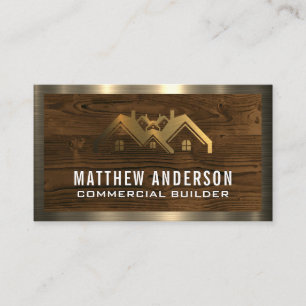 Residential Homes   Wood Gold Metal Trim Business  Business Card