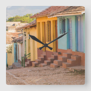 Residential houses, Trinidad, Cuba Square Wall Clock