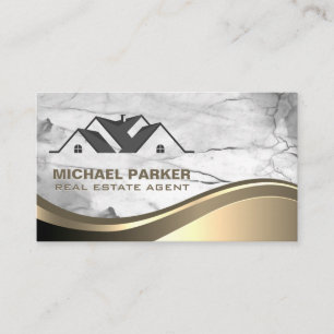 Residential   Marble   Gold Wave Business Card