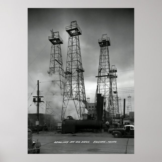 RESIDENTIAL OIL DRILLING in KILGORE TEXAS c. 1935 Poster (Front)