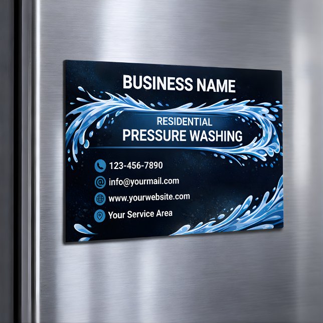 Residential Pressure Washing Abstract Water Form Magnetic Business Card (Creator Uploaded)