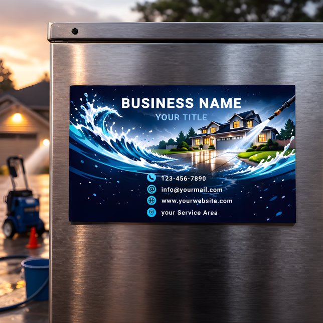 Residential Pressure Washing Starry Blue Magnetic Business Card (Creator Uploaded)