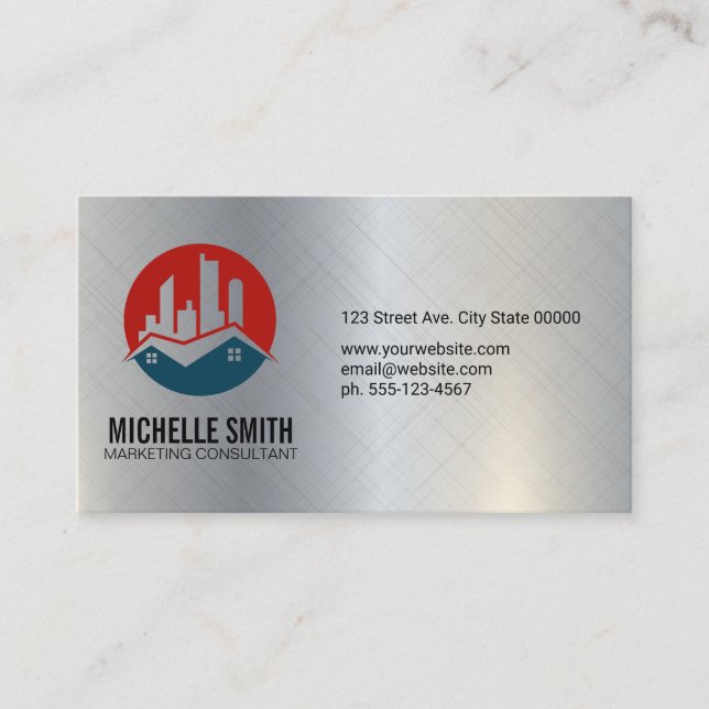 Residential Property Logo | Aluminium Metallic Business Card (Front)