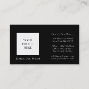 Residential Realtor Head Shot Classic Black Business Card