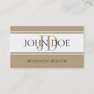 Residential Realtor Real Estate Monogram Dark Tan Business Card