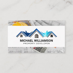 Residential Roof Buildings Blueprints Business Card