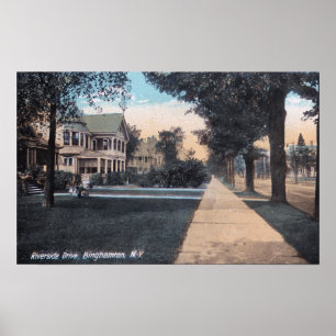 Residential Scene on Riverside Drive Poster