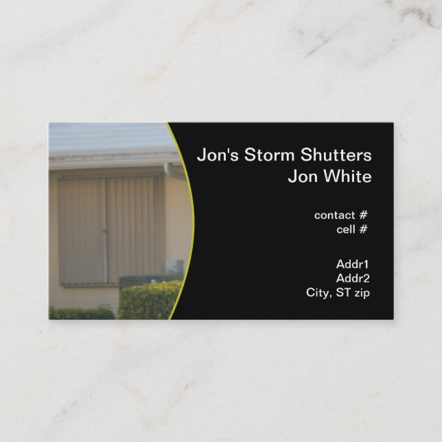 Residential Storm Shutter Business Card (Front)