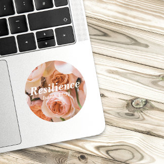 Resilience Isaiah 41:10 Verse Elegant Pink Roses Classic Round Sticker