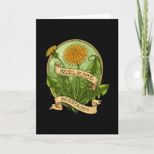 Resilience Resistance Retro Dandelion Art Nouveau  Card