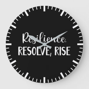 Resilience, Resolve, Rise - Success Motivational Large Clock