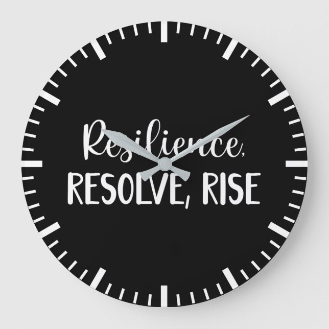 Resilience, Resolve, Rise - Success Motivational Large Clock (Front)