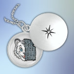 Resilient as the Tiger | Locket Necklace<br><div class="desc">Unique Tiger on a Sterling Silver Locket Necklace with white tiger and charcoal  text - Resilient as the Tiger,  Strong as the Storm.</div>