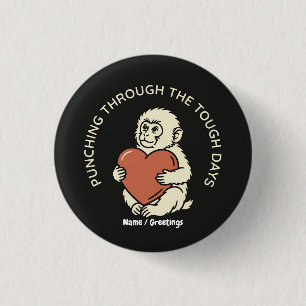 Resilient Baby Monkey & Heart Punching Through 3 Cm Round Badge