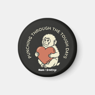 Resilient Baby Monkey & Heart Punching Through  Magnet