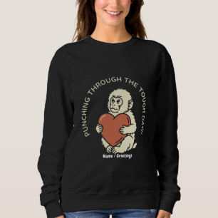 Resilient Baby Monkey & Heart Punching Through  Sweatshirt