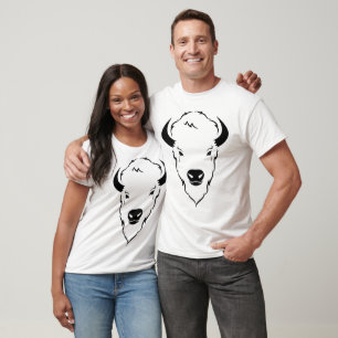 Resilient Power: Wild Buffalo Head Stencil Art T-Shirt