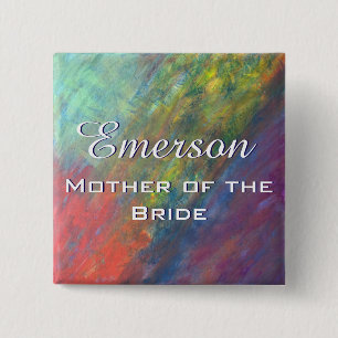 Resilient ROYGBIV Abstract Rainbow Bridal Party 15 Cm Square Badge