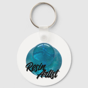 Resin Artist Blue Sphere  Key Ring