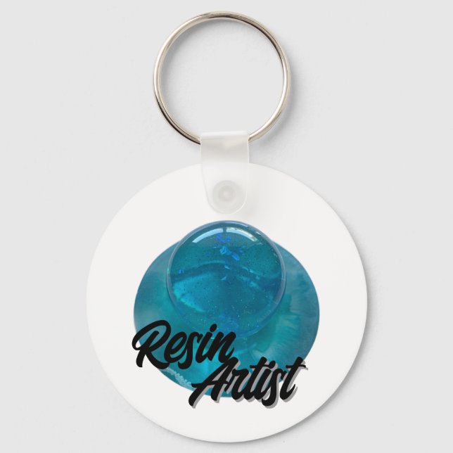 Resin Artist Blue Sphere  Key Ring (Front)