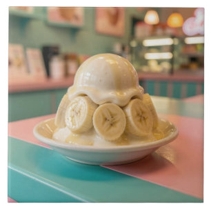 Resin Banana Sundae   Retro Ice Cream Shop Ceramic Tile