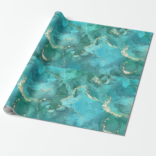 Resin design Wrapping Paper teal  (Unrolled)