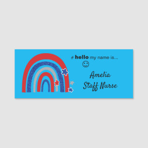 Resin Finish Hello My Name Is Rainbow Name Badge 