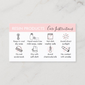 Resin Products Care Instructions Business Card