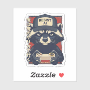 Resist AI - Raccoon Gamer Design, resist ai raccoo
